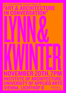 Greg Lynn & Sanford Kwinter in conversation, Nov. 20, 7pm